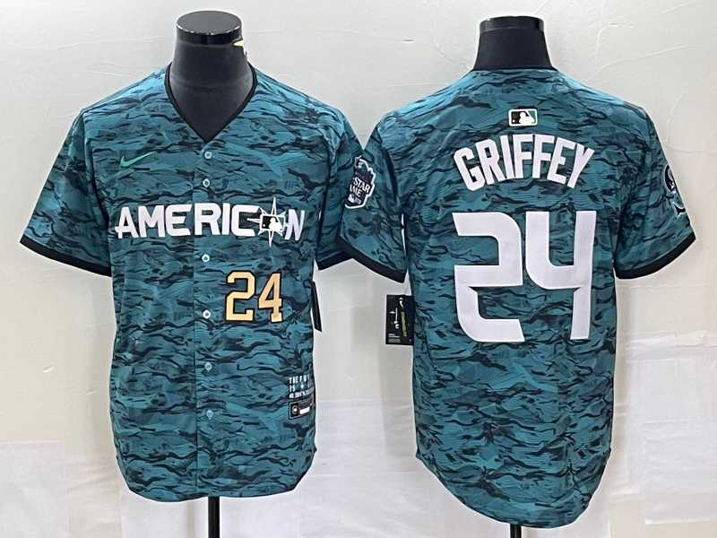 Men%27s Seattle Mariners #24 Ken Griffey Number Teal 2023 All Star Cool Base Stitched Jersey